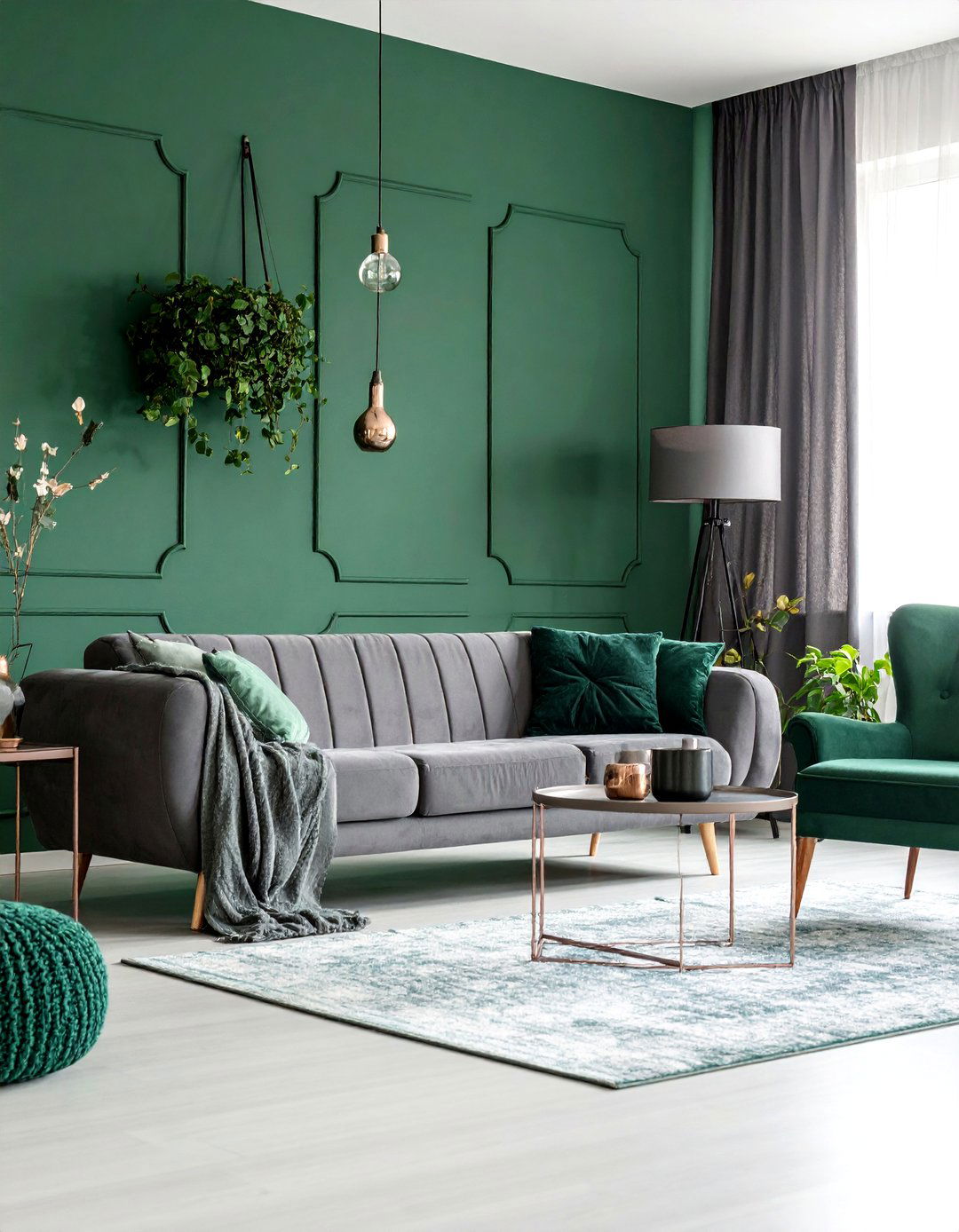 Sage Green and Grey Contemporary Living Room - 25 Sage Green Living Room Ideas