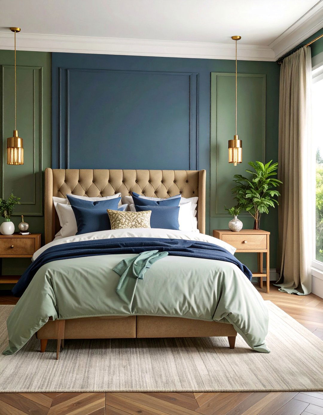Sage Green and Navy Blue Bedroom Sanctuary - 25 Blue and Green Color Combos for Decorating