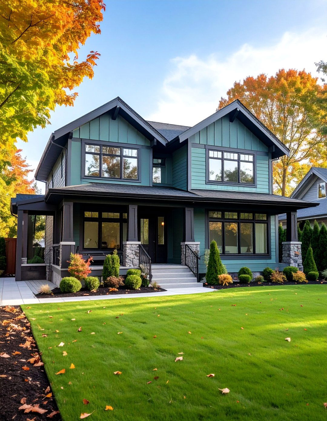 Sage Green with Charcoal Gray Details - 25 Sage Green House Exterior Ideas