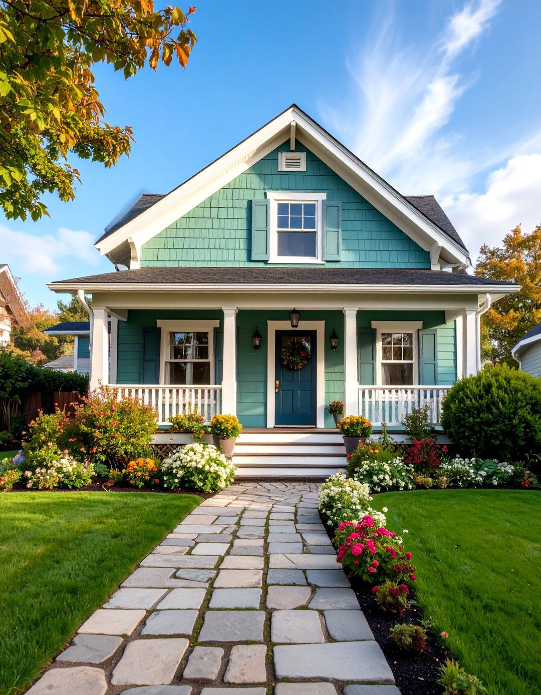 Sage Green with Cream Trim - 25 Exterior Color Palettes for Small Homes