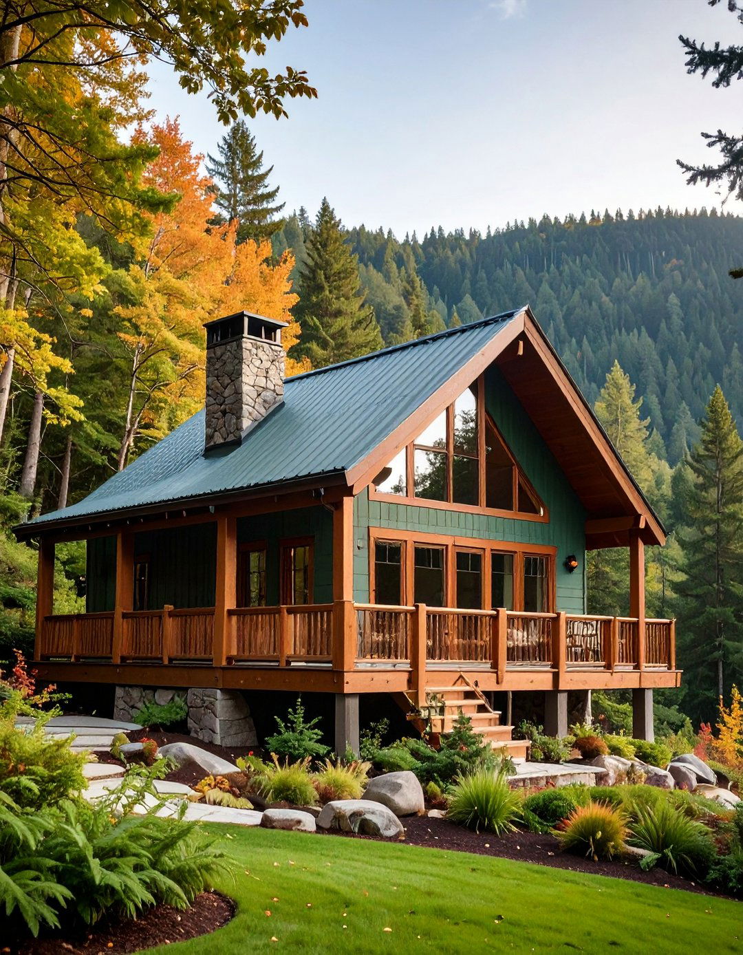 Sage Green with Dark Brown Trim Cabin Comfort - 25 Exterior House Color Schemes With Sage Green Siding