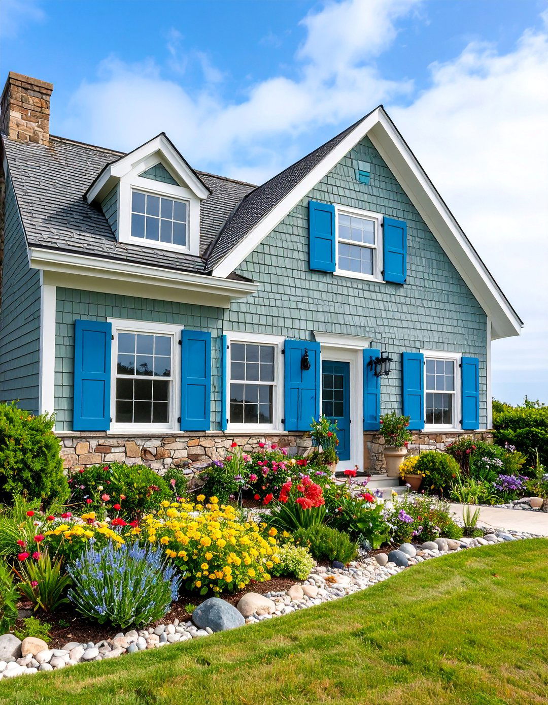 Sage Green with Slate Blue Elements Coastal Serenity - 25 Exterior House Color Schemes With Sage Green Siding