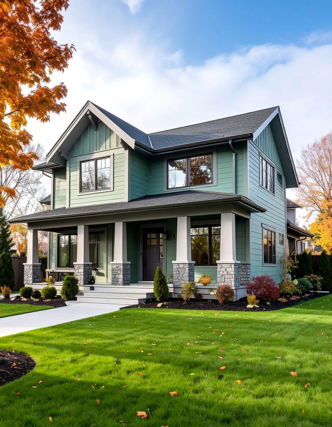 Sage Green with Soft Gray Combination Minimalist Elegance - 25 Exterior House Color Schemes With Sage Green Siding
