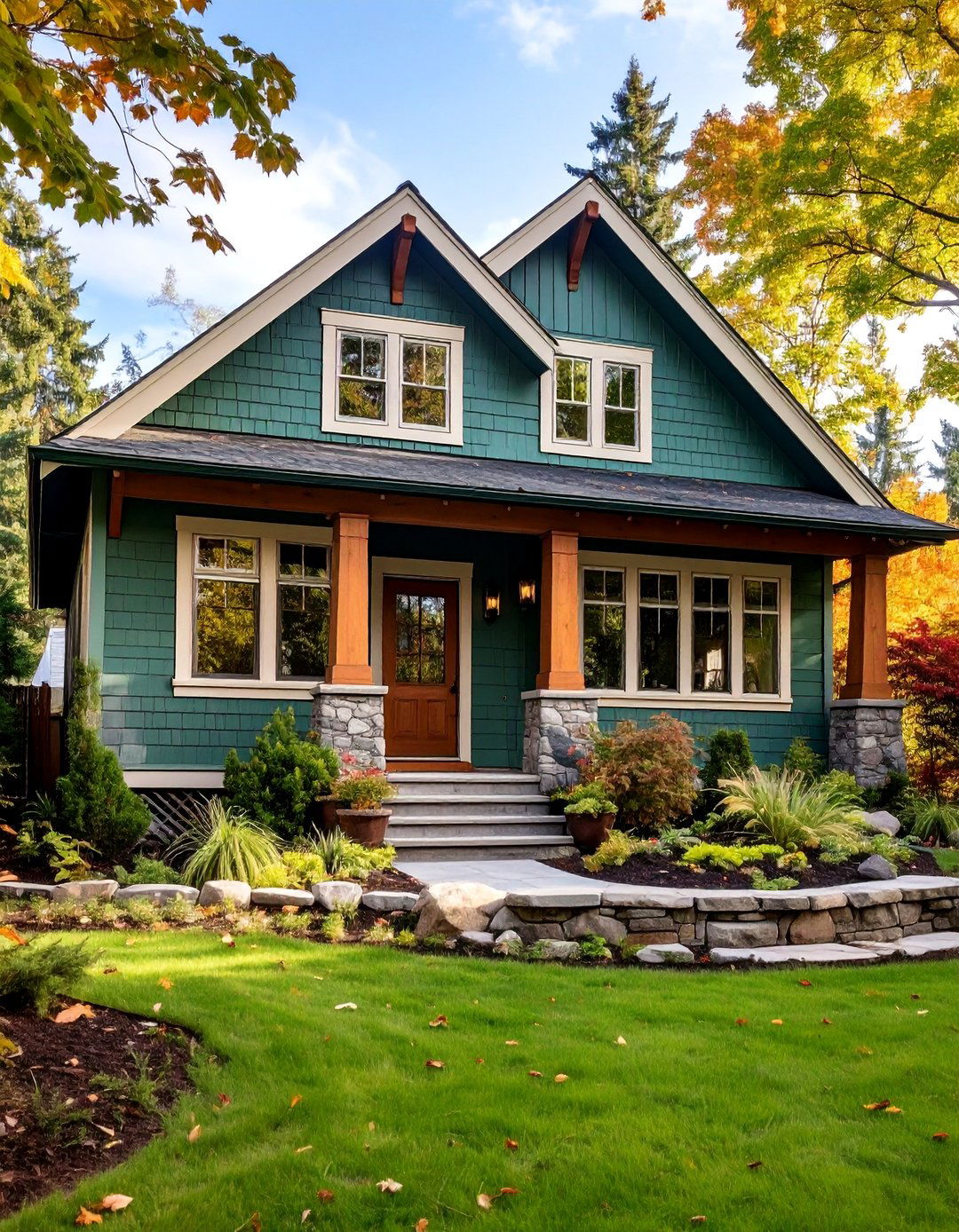 Sage with Natural Cedar - 25 Exterior Color Palettes for Small Homes