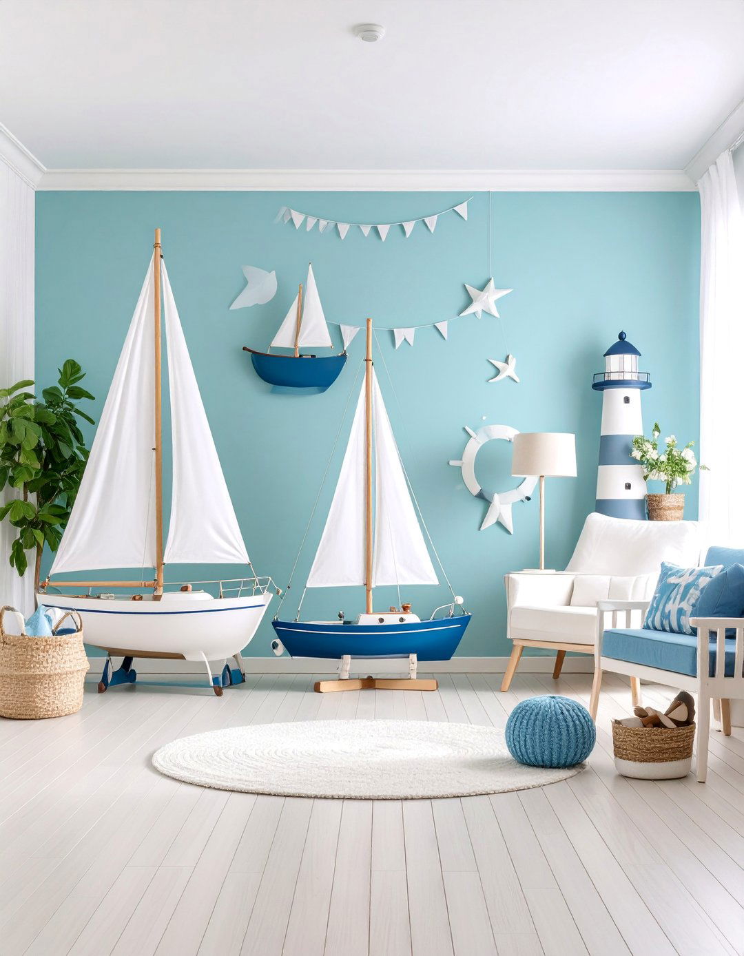 Sailboat Adventure Harbor Scene - 25 Ocean-themed Nursery Ideas