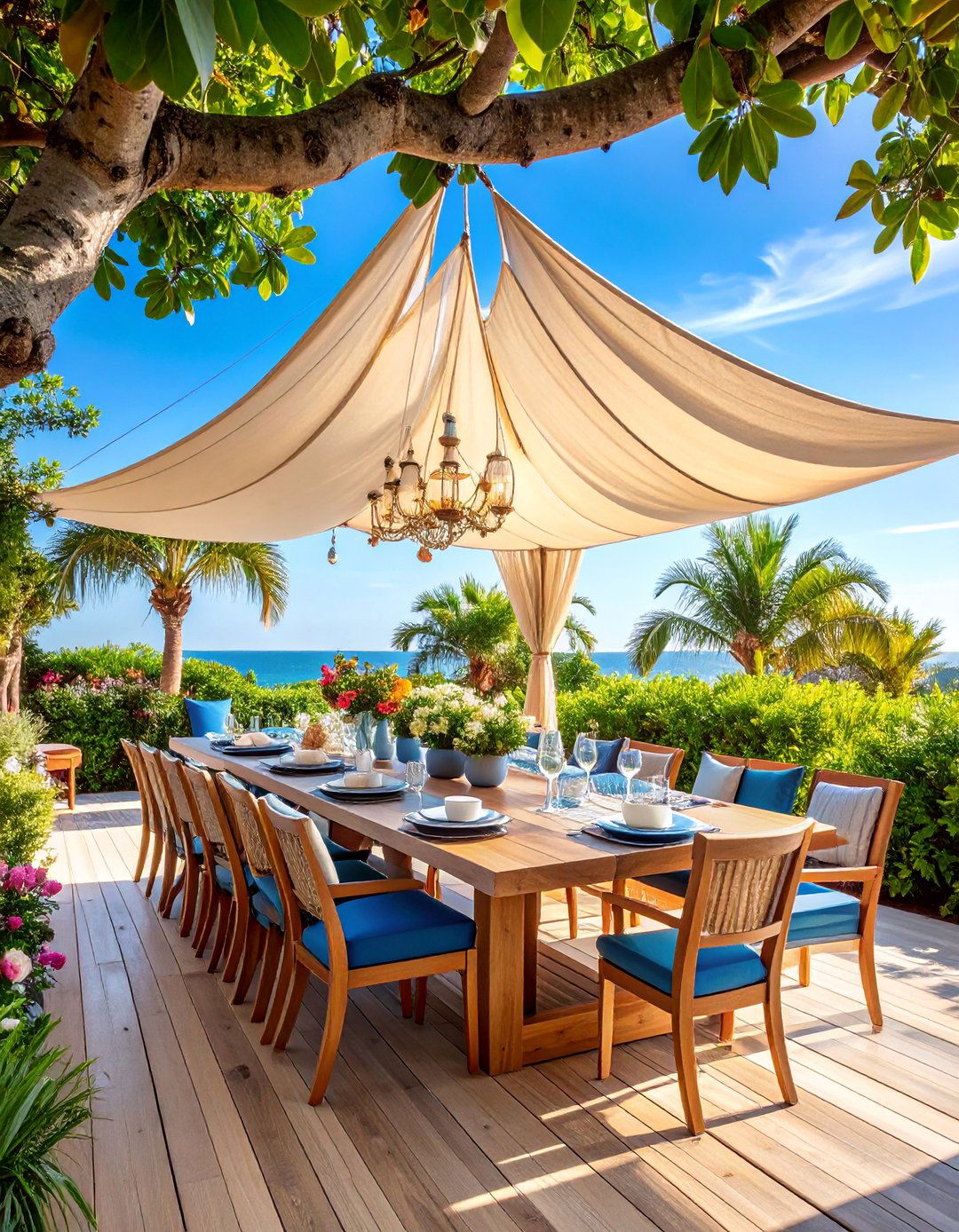 Sailcloth Canopy Garden Shade Dining Zone - 25 Garden Shade Ideas
