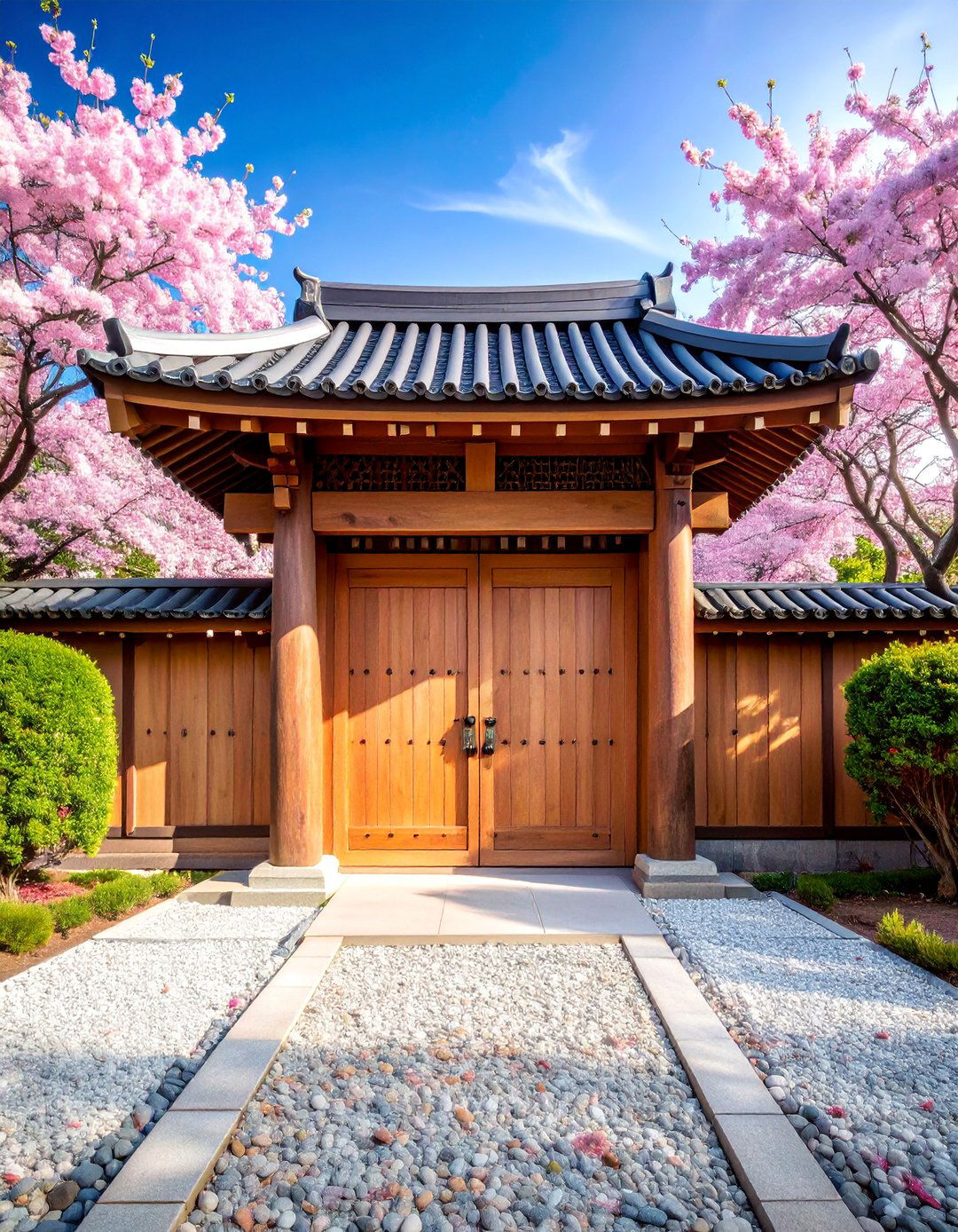 Sakura Blossom Carved Gate - 25 Japanese Garden Gate Design Ideas