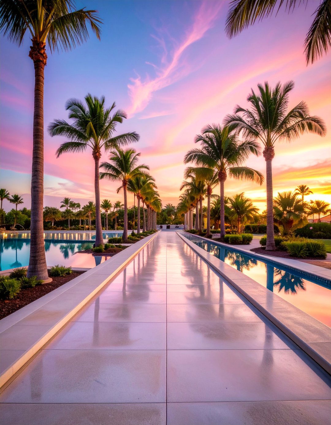 Salt Finish Concrete Poolside Walkway with Non Slip Texture - 25 Concrete Walkway Ideas