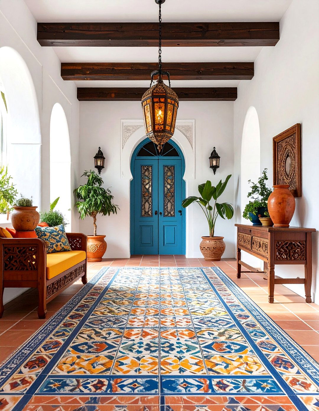 Saltillo Tile Entrance Greeting - 25 spanish interior design ideas