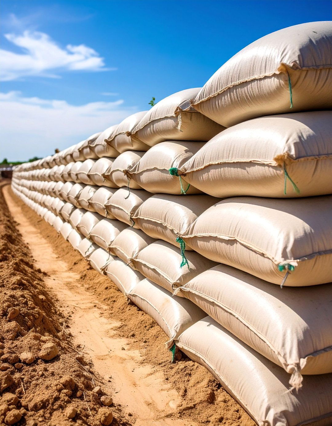 Sandbag Retaining Wall with Earth Filled Construction - 25 Inexpensive Retaining Wall Ideas