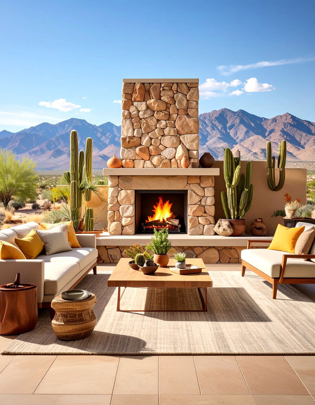 Sandstone Desert Modern Fireplace - 25 Stone Fireplace Ideas
