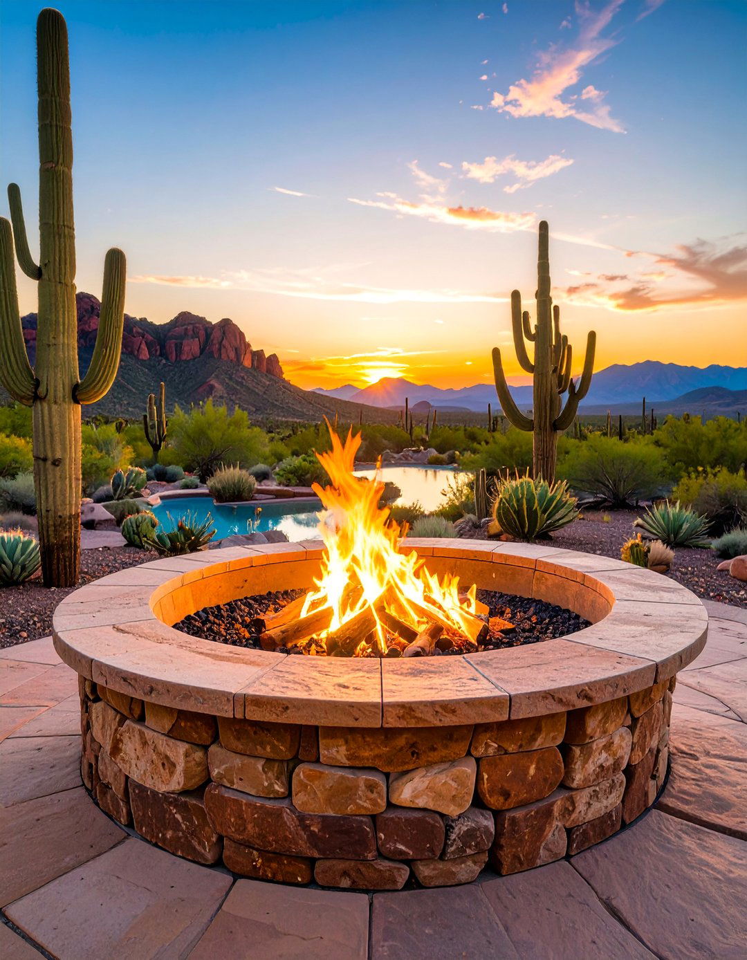 Sandstone Fire Pit with Southwestern Desert Flair - 25 Stone Fire Pit Ideas