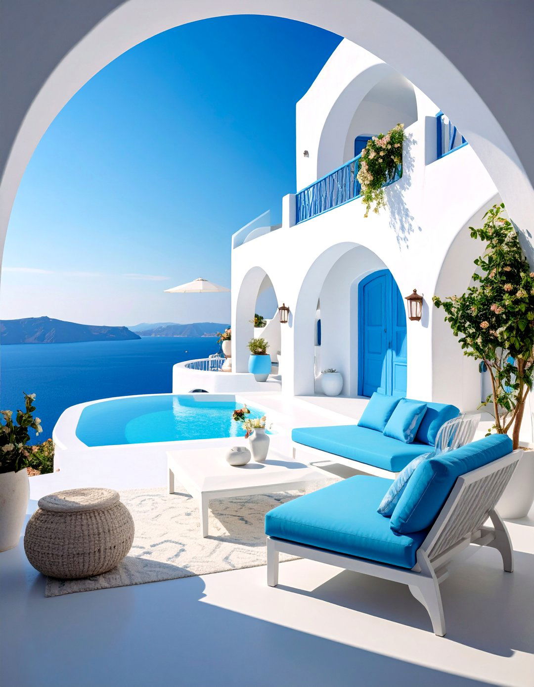 Santorini Inspired Living Space with Curved Architecture - 25 Mediterranean Interior Design Ideas