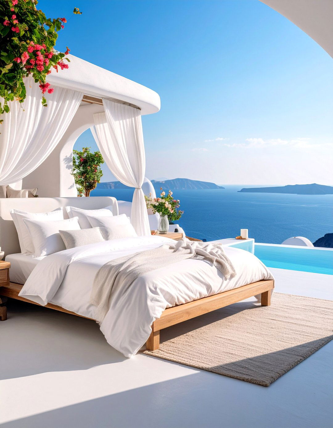 Santorini Inspired Mediterranean Bedroom with Cave Like Architecture - 25 Mediterranean Bedroom Ideas