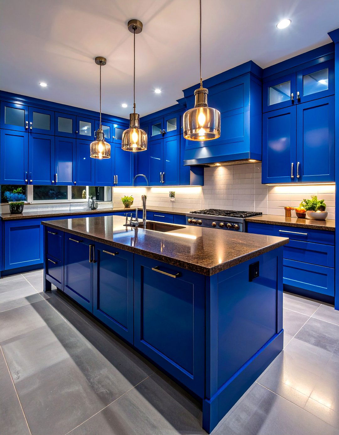 Sapphire Blue Modern Cabinets with Chocolate Brown Granite - 25 blue kitchen cabinets with brown granite countertops