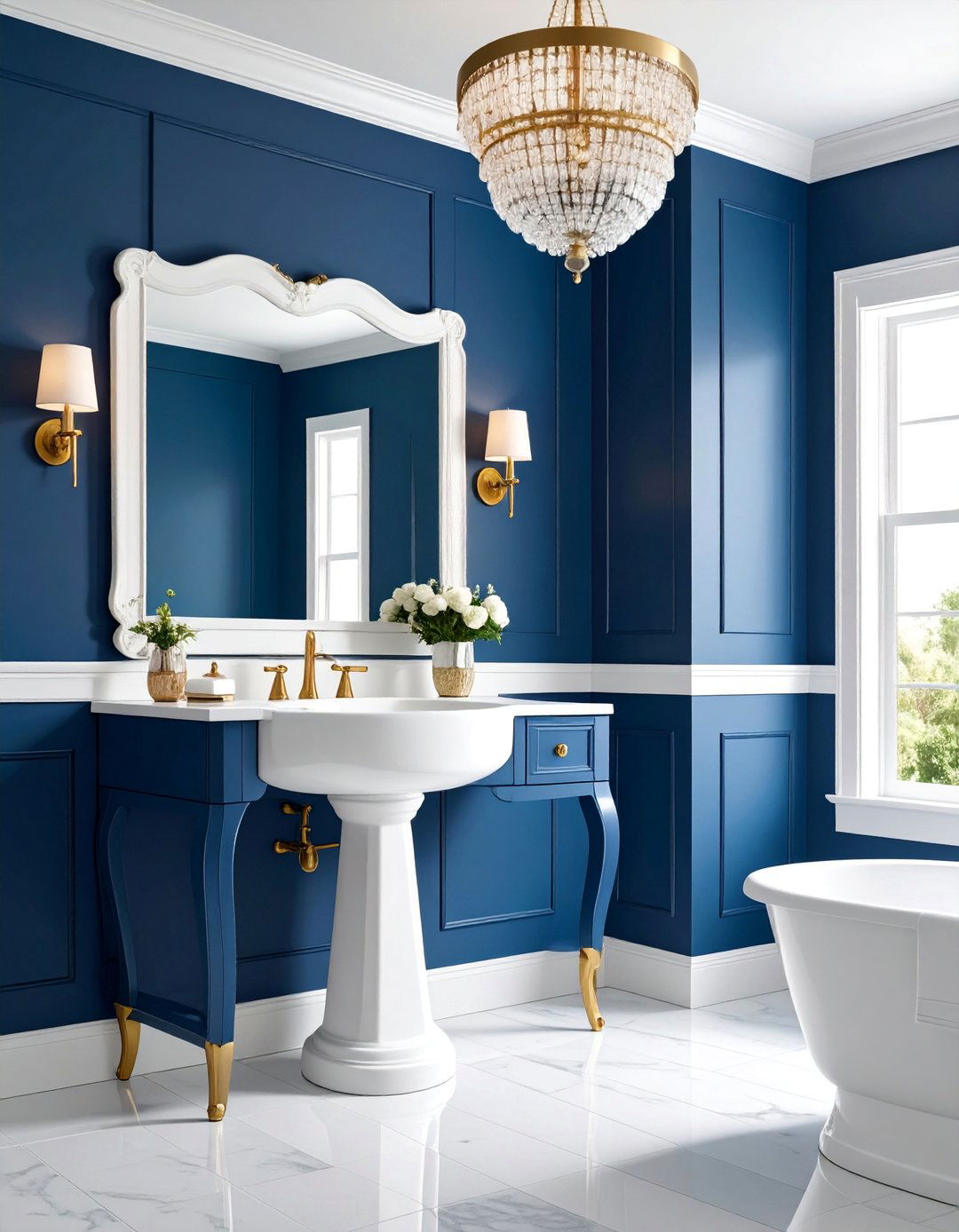 Scalloped Details Powder Room - 25 Preppy Room Ideas