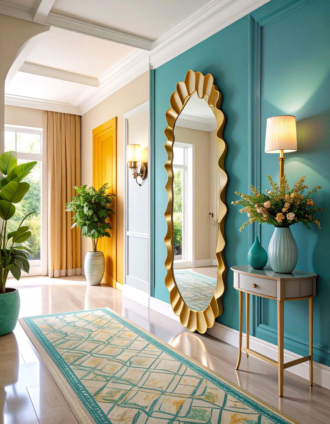 Scalloped Edge Mirror with Soft Curves - 25 hallway mirror ideas