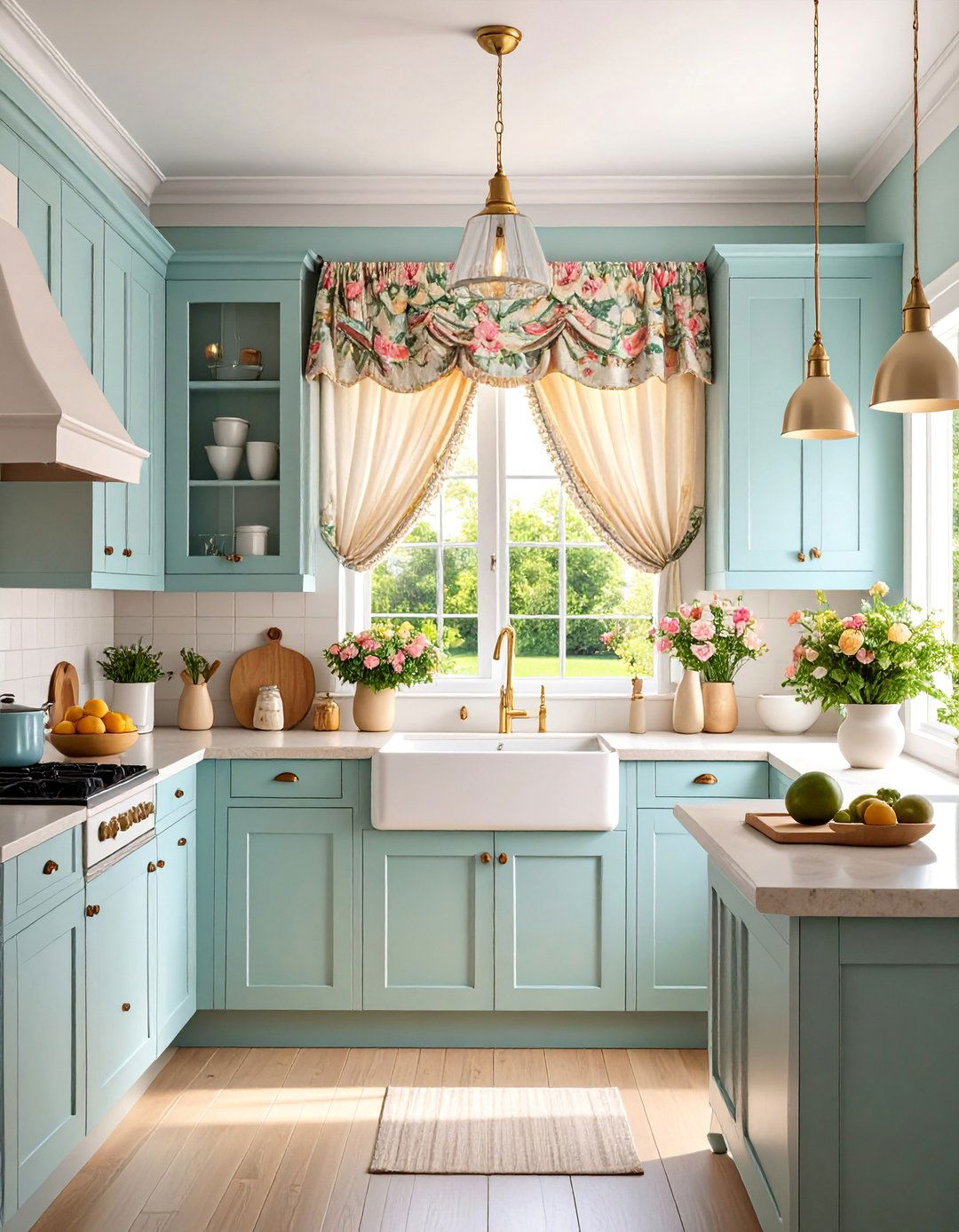 Scalloped Kitchen Valance with Floral Motifs - 25 Kitchen Valance Ideas