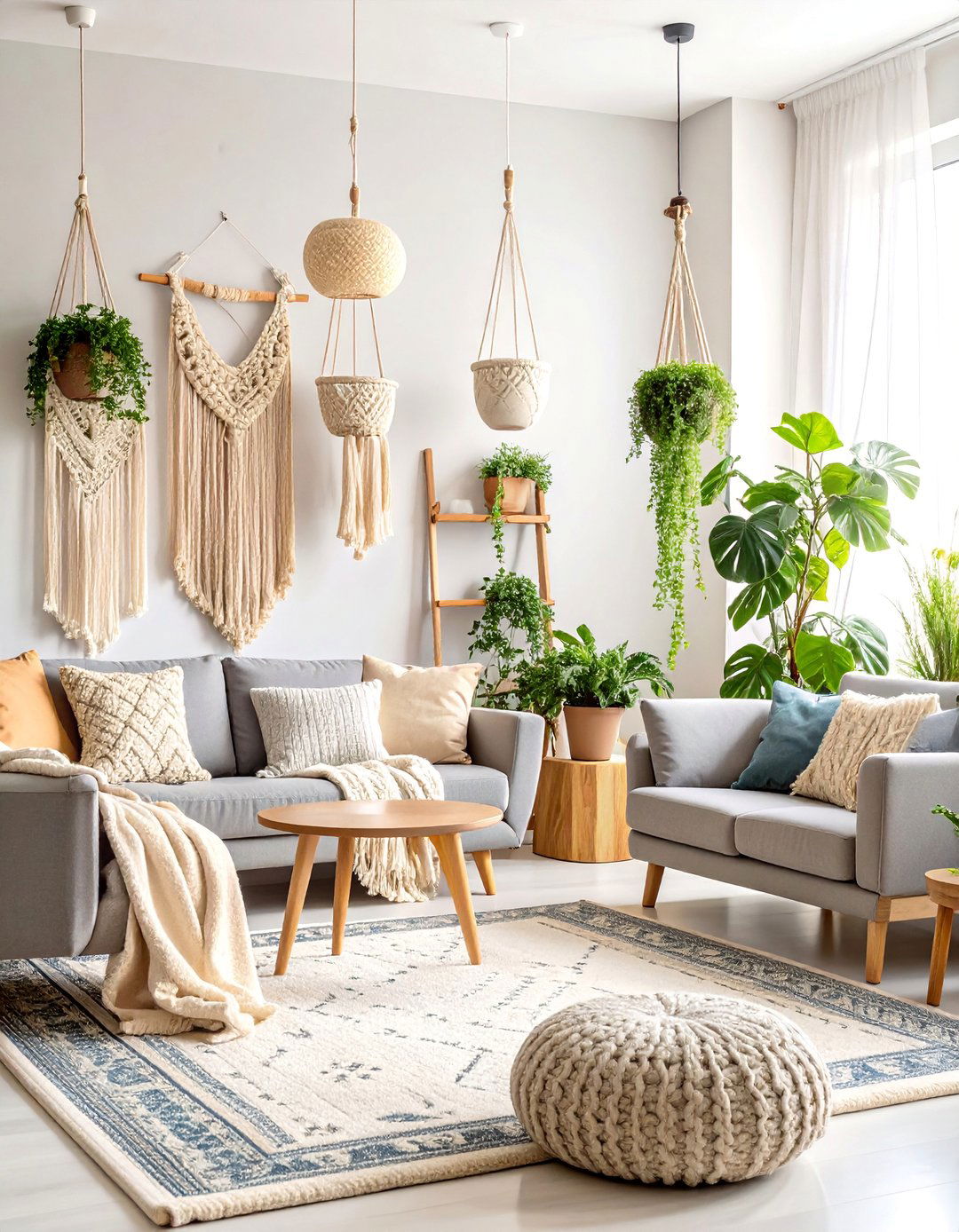 Scandi Boho Grey and Cream Fusion - 25 Grey and Cream Living Room Ideas