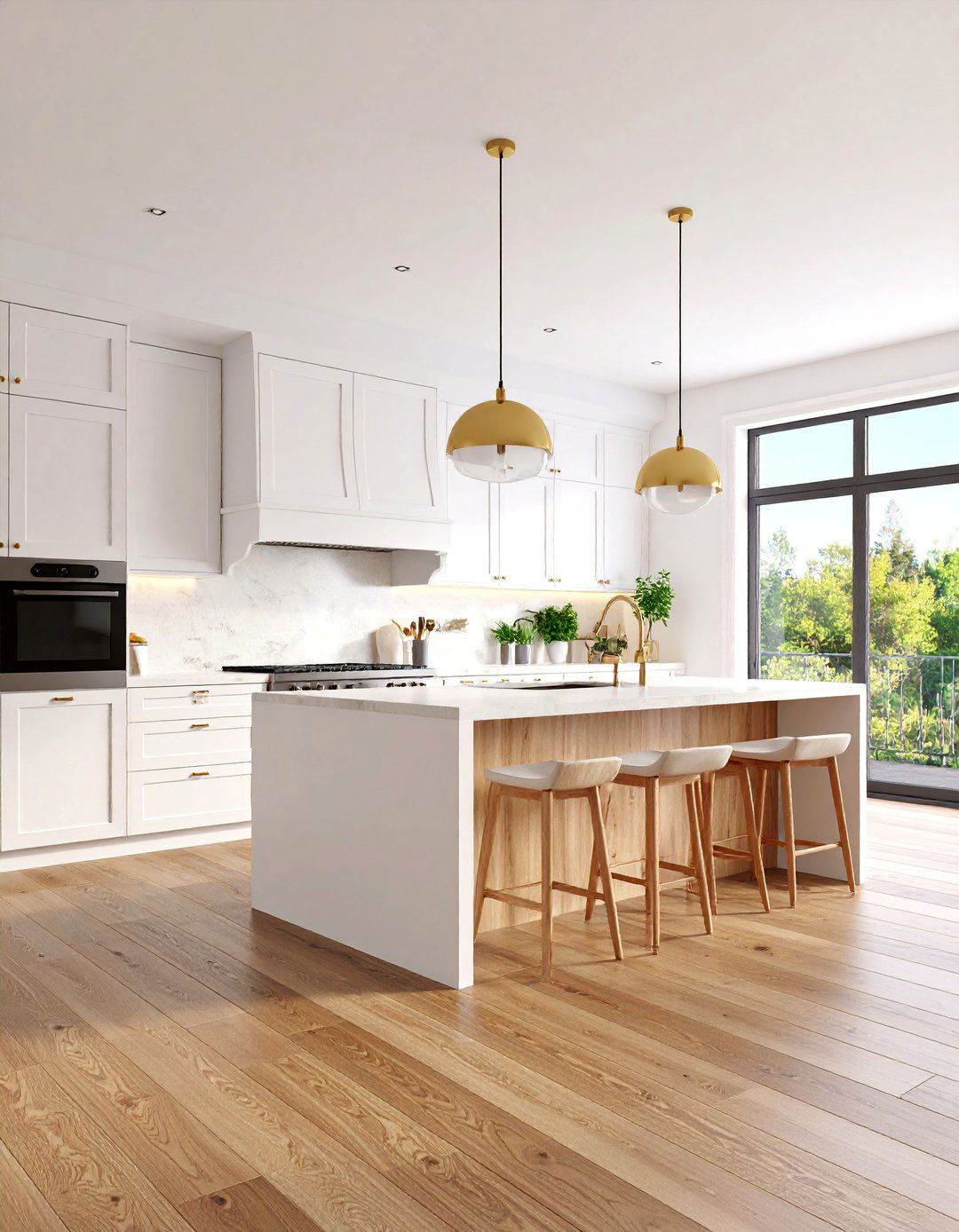 Scandinavian All White Kitchen With Dark Wood Floors - 25 Kitchen With Dark Wood Floors