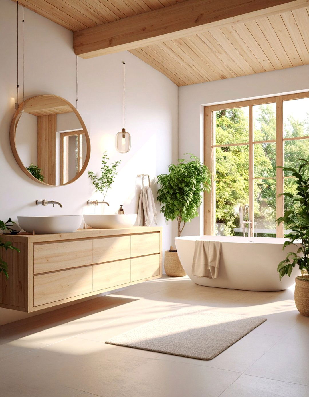 Scandinavian Bathroom with Light Wood and White - 25 Bathroom Remodel Ideas
