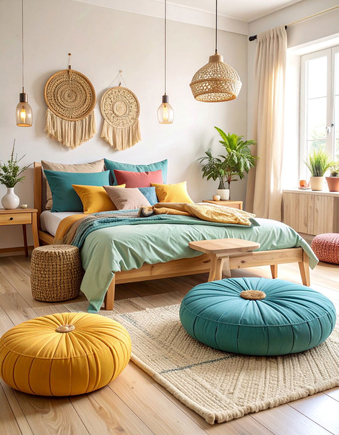 Scandinavian Bedroom with Floor Cushions and Low Seating - 25 Scandinavian Bedroom Ideas