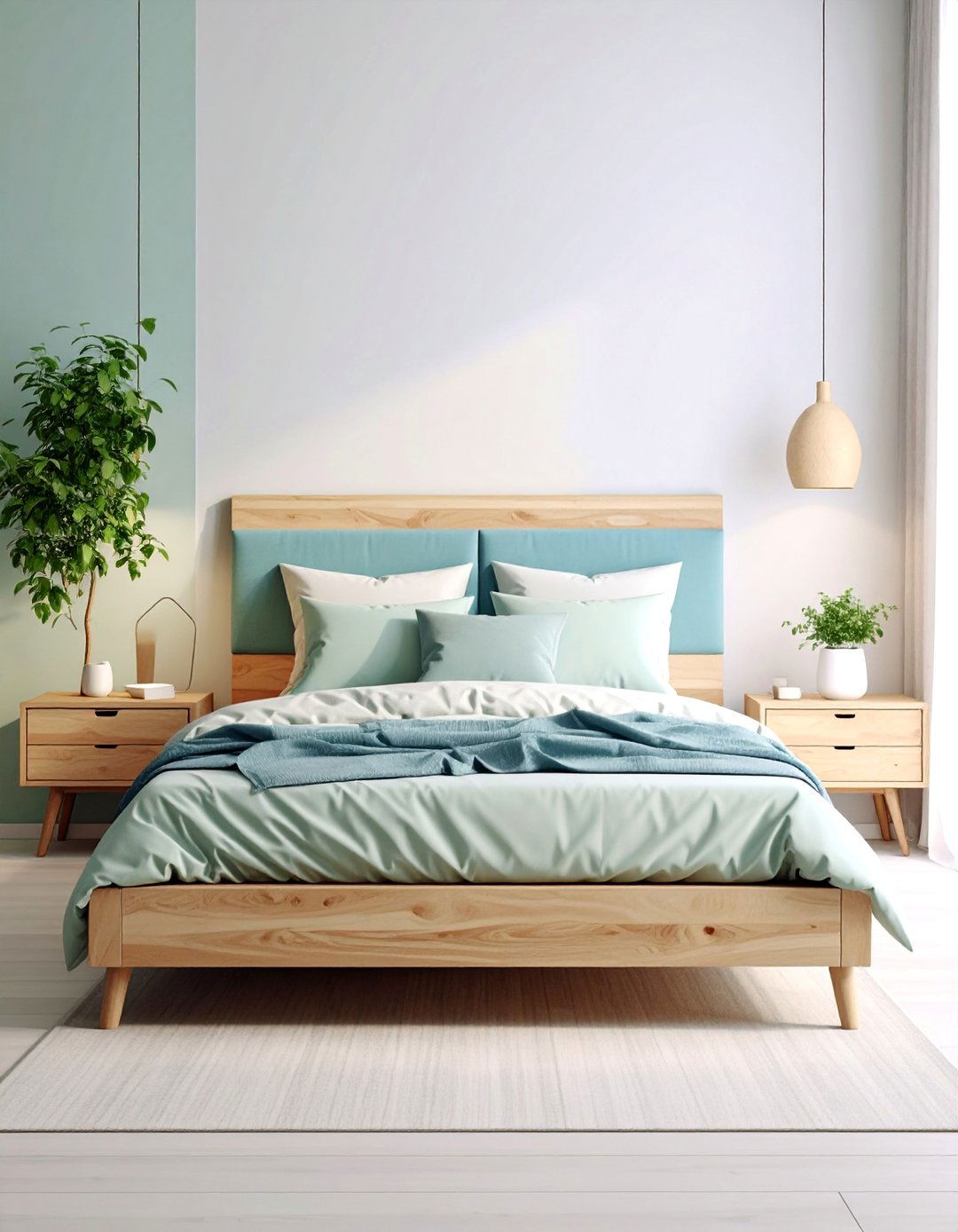 Scandinavian Birch Platform Bed with Integrated Nightstands - 25 Unique Bed Design Ideas