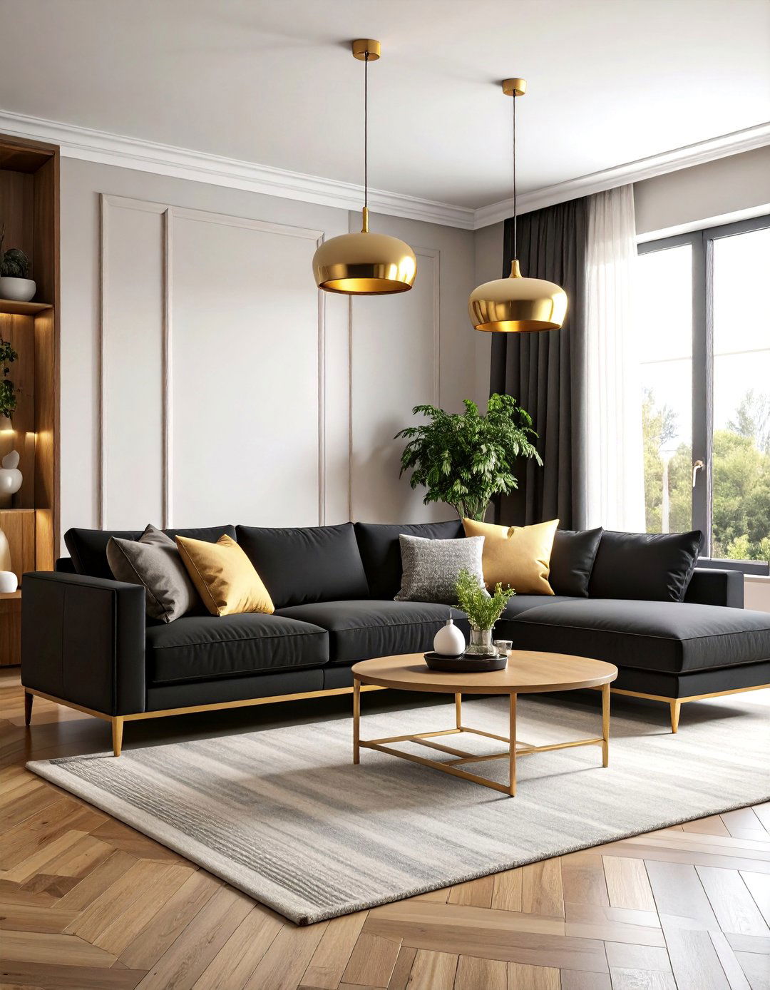Scandinavian Black Gold Hygge Haven - 25 Black and Gold Living Room Ideas
