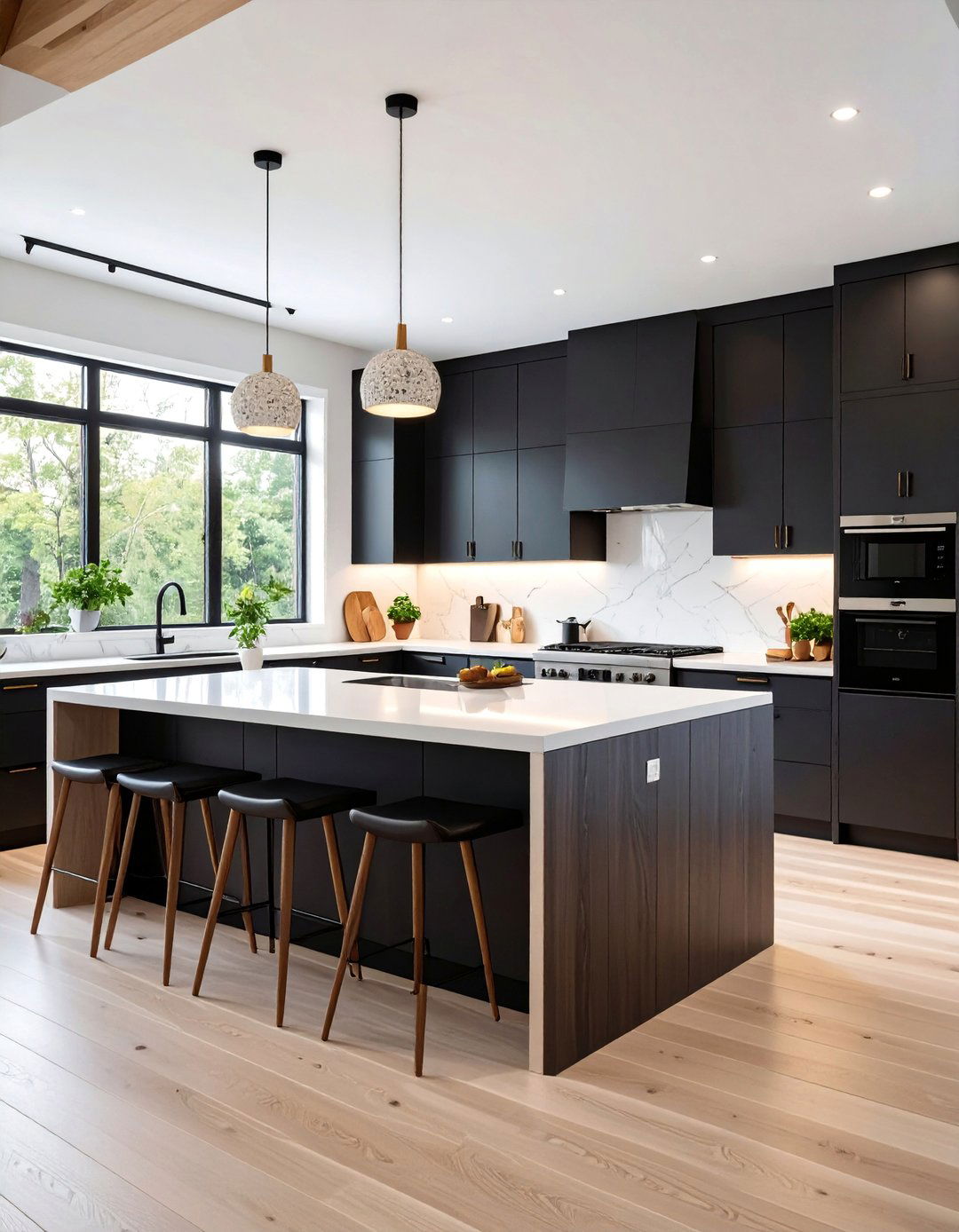 Scandinavian Black Kitchen Cabinets With White Countertops - 25 Black Kitchen Cabinets With White Countertops