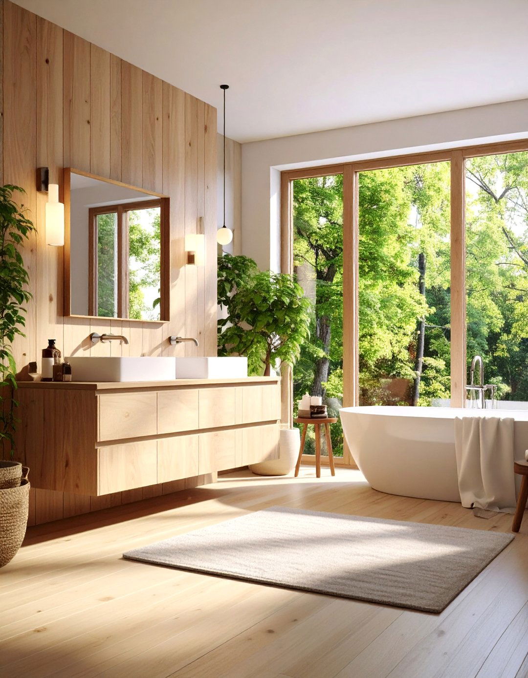 Scandinavian Black Vanity with Light Wood Accents - 25 Black Vanity Bathroom Ideas
