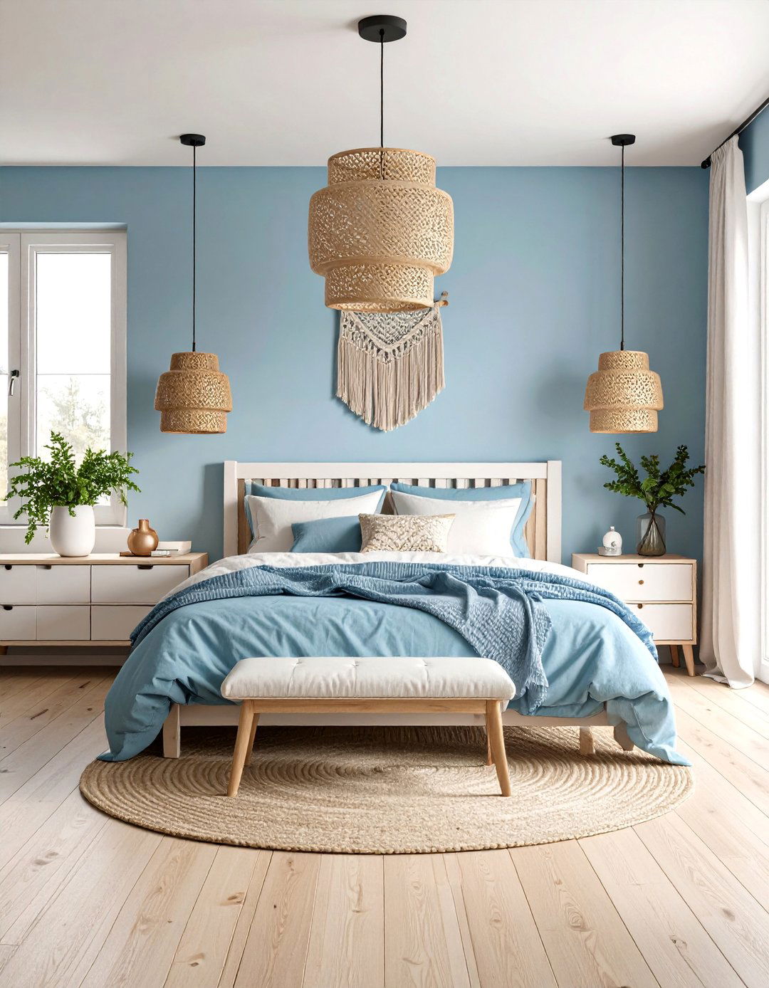 Scandinavian Blue Minimalist Bedroom - 25 Blue and White Bedroom Ideas