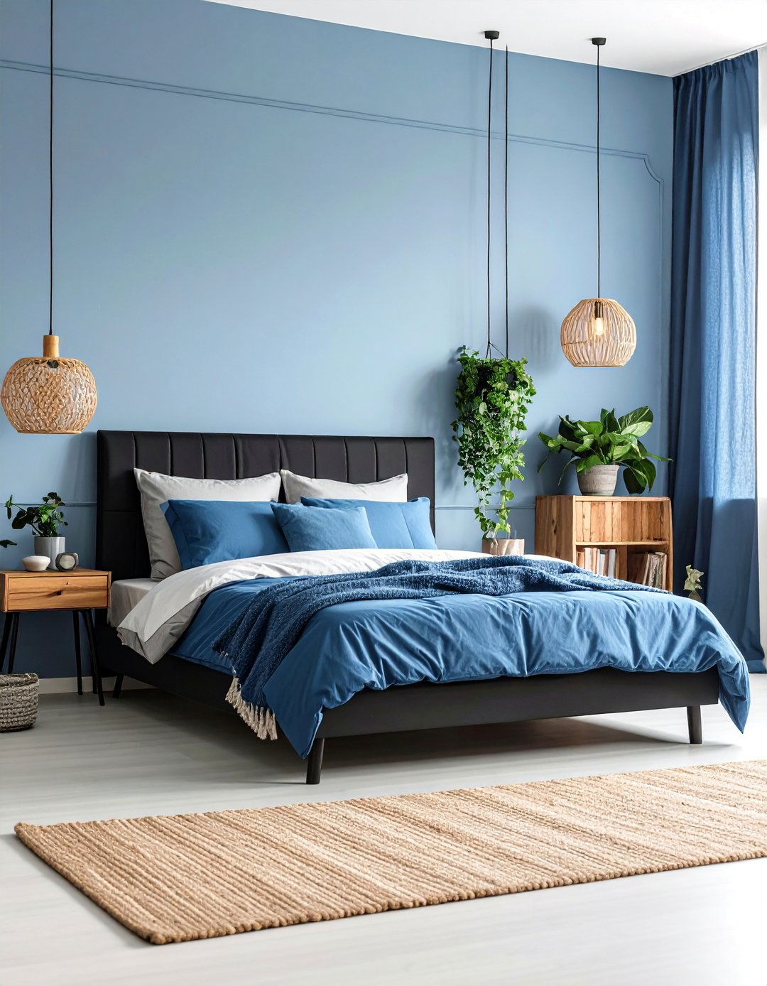Scandinavian Blue and Black Bedroom - 25 Black and Blue Bedroom Ideas