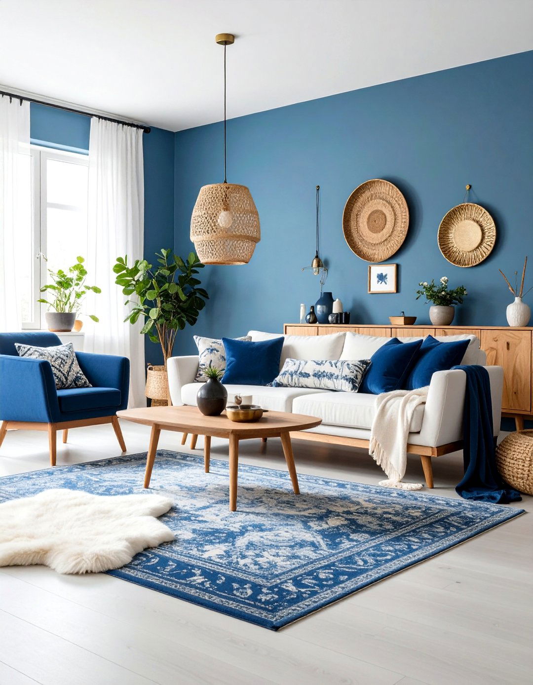 Scandinavian Blue and Gold Living Room - 25 Blue and Gold Living Room Ideas