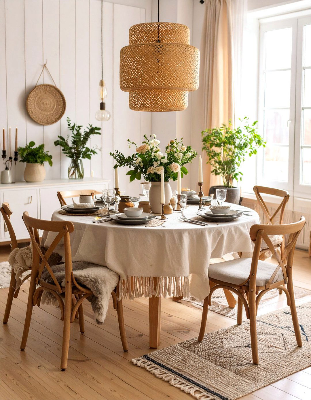 Scandinavian Boho Dining Room with Light Woods - 25 Boho Dining Room Ideas
