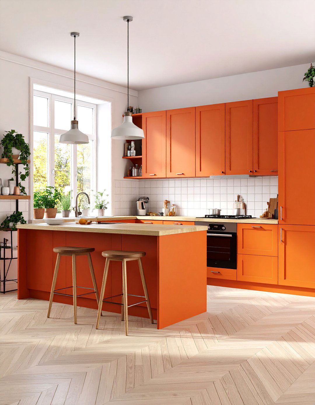 Scandinavian Burnt Orange Kitchen with Light Wood Accents - 25 Burnt Orange Kitchen Ideas