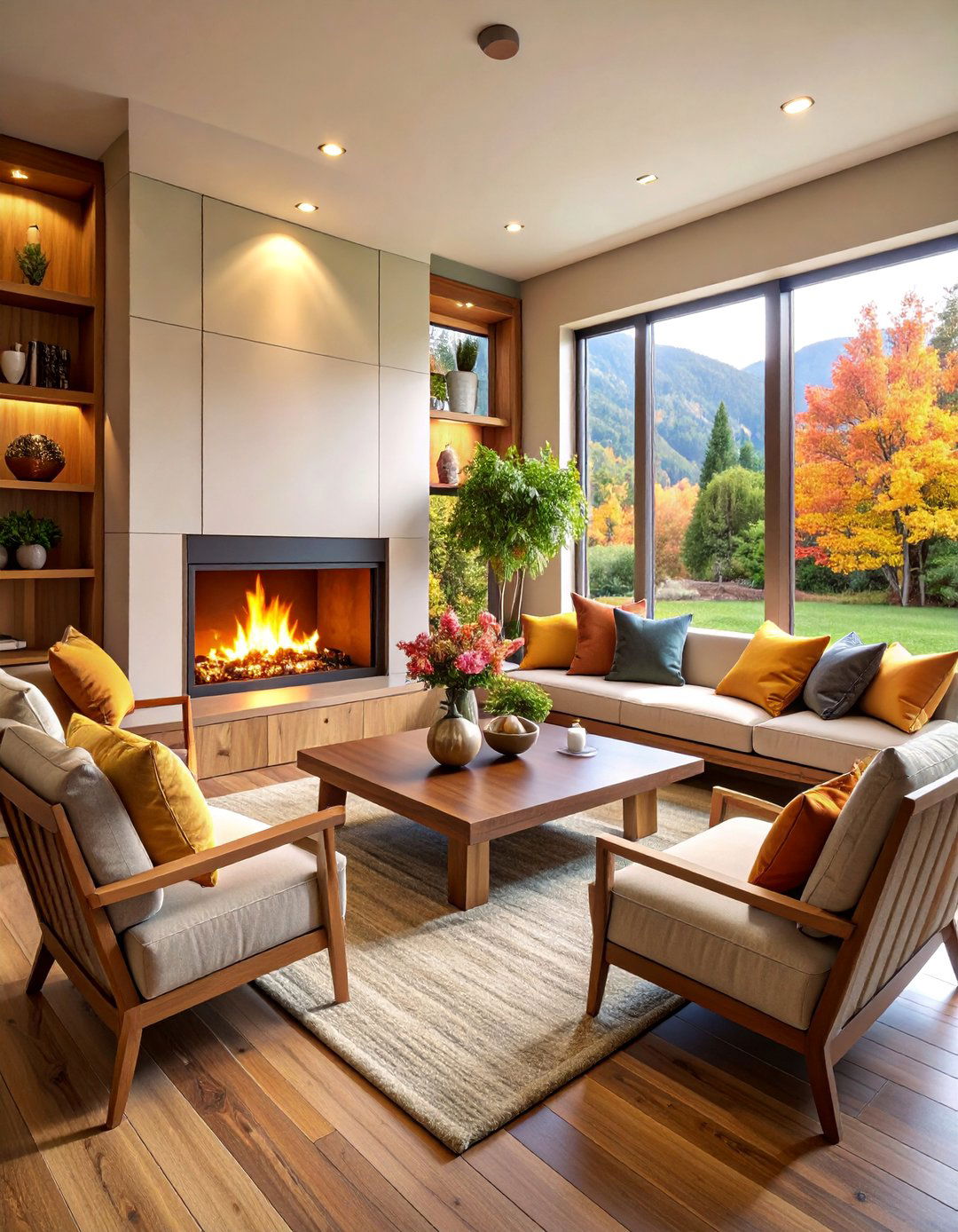 Scandinavian Conversation Pit with Sunken Seating - 25 Scandinavian Living Room Ideas