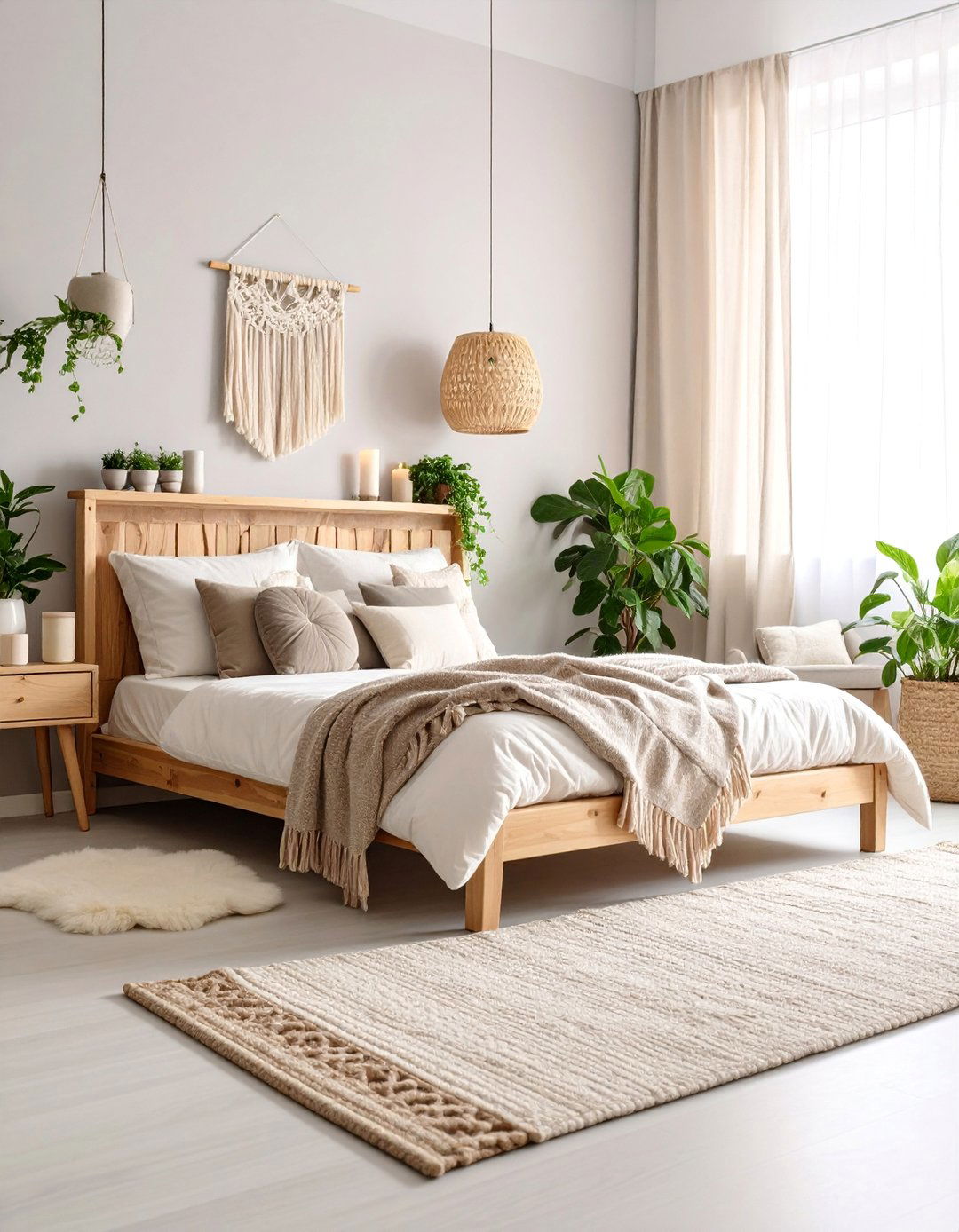 Scandinavian Corner Bed with Natural Textures - 25 Corner Bed Ideas
