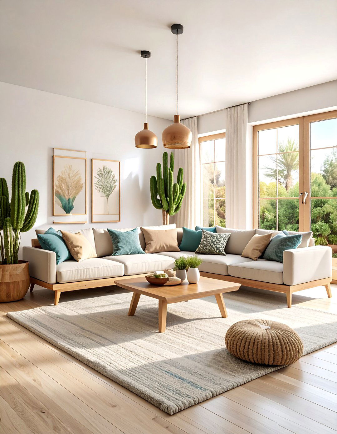 Scandinavian Desert Fusion Living Room with Light Woods - 25 Desert Themed Room Ideas