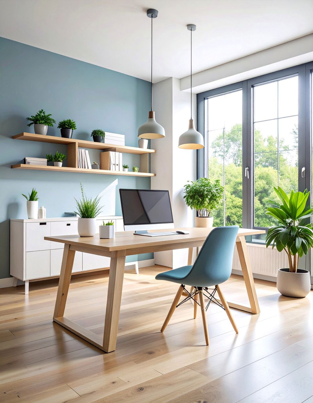 Scandinavian Desk with Natural Wood Accents - 25 Desk Decor Ideas