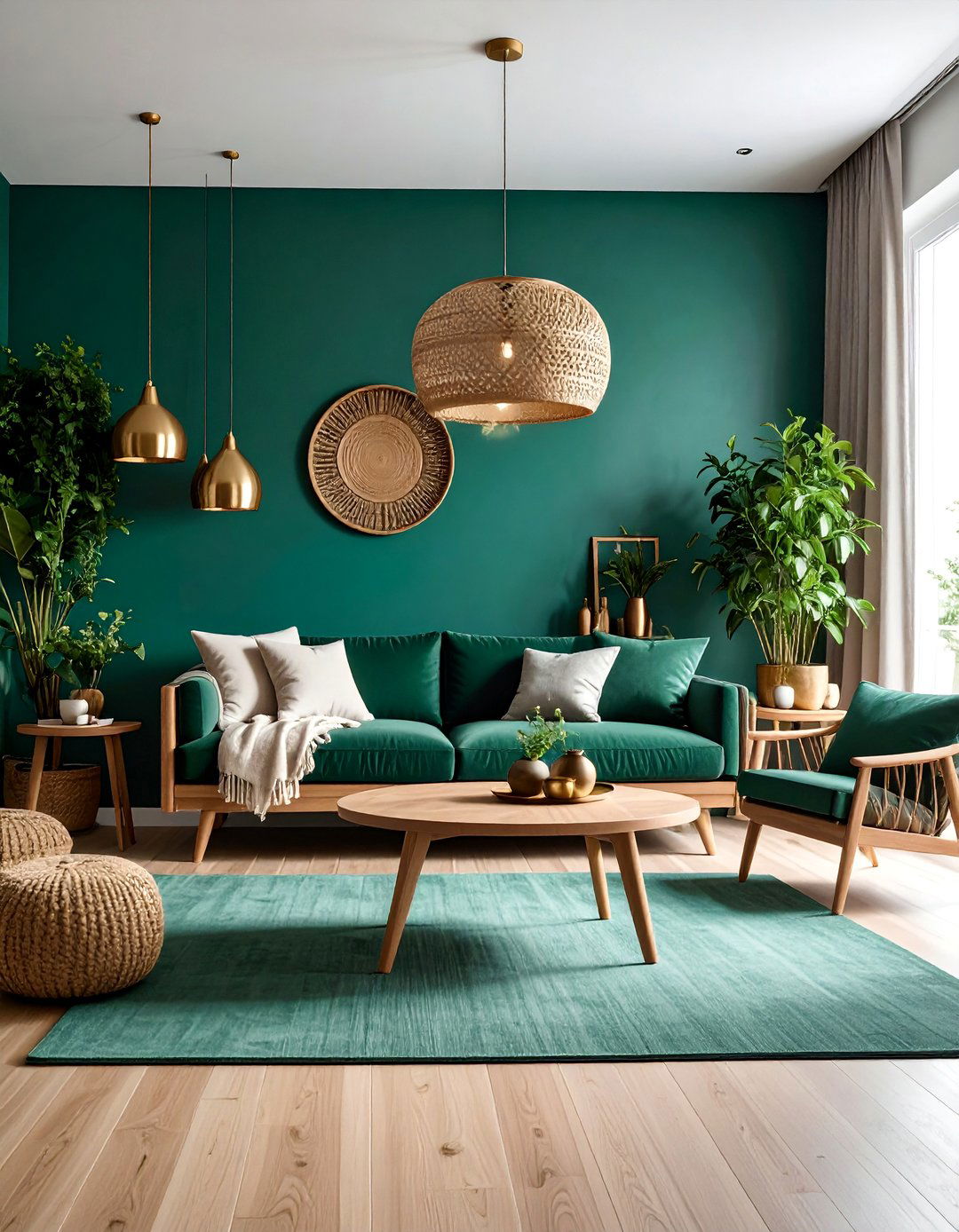 Scandinavian Emerald and Gold Accent Living Room - 25 Emerald Green and Gold Living Room Ideas