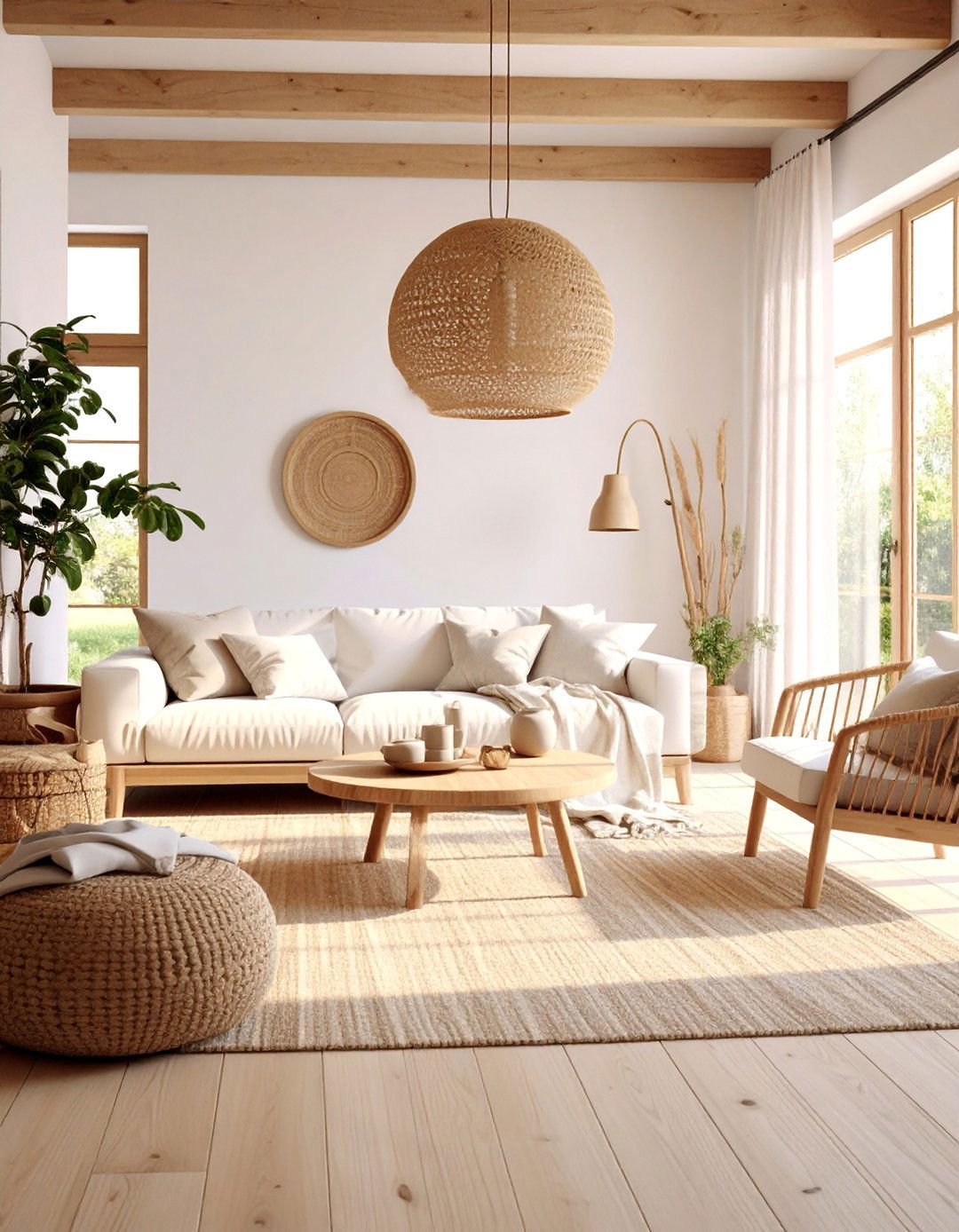 Scandinavian Farmhouse Living Room with Light Wood Accents - 25 Farmhouse Living Room Ideas