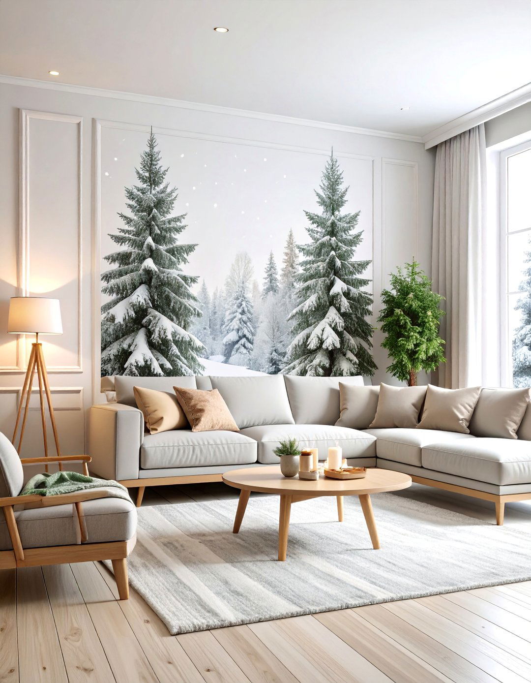 Scandinavian Forest Wall Mural with Nordic Pine Trees - 25 Wall Mural Ideas