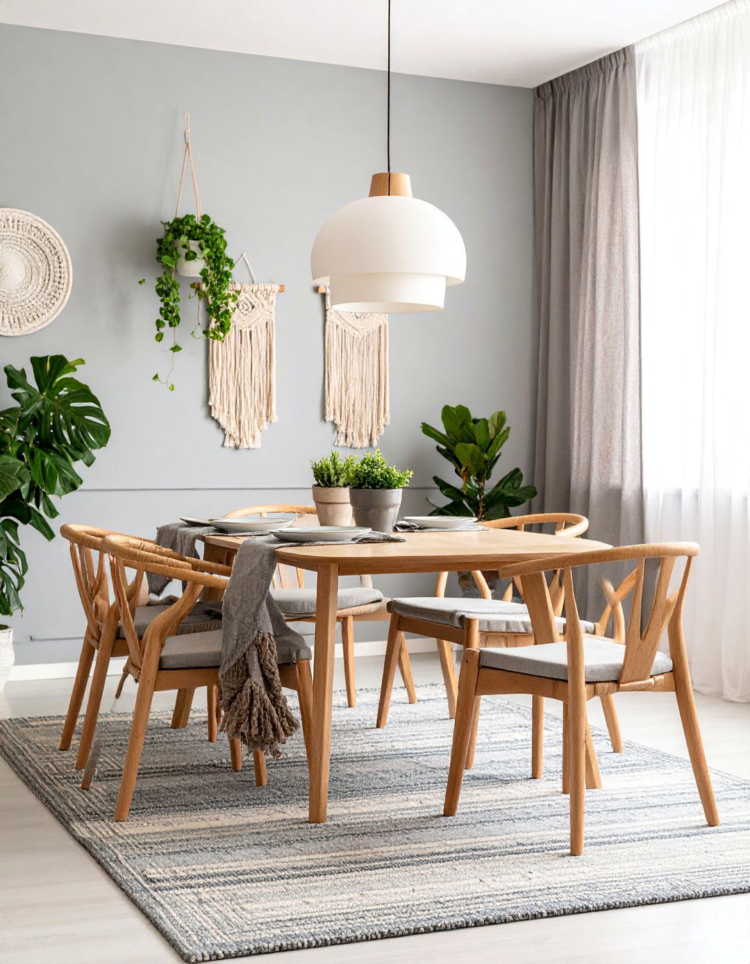Scandinavian Gray Dining Room with Natural Textures - 25 Gray Dining Room Ideas
