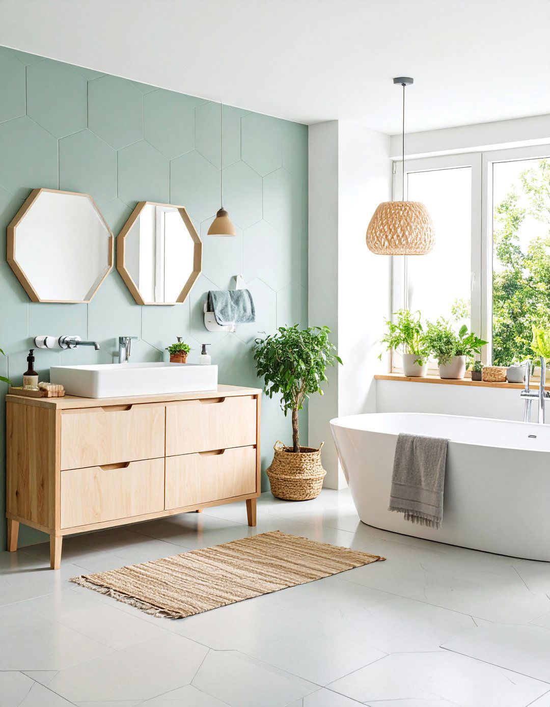 Scandinavian Gray Hexagon Minimalist Design - 25 Hexagon Tiles Ideas for Bathrooms
