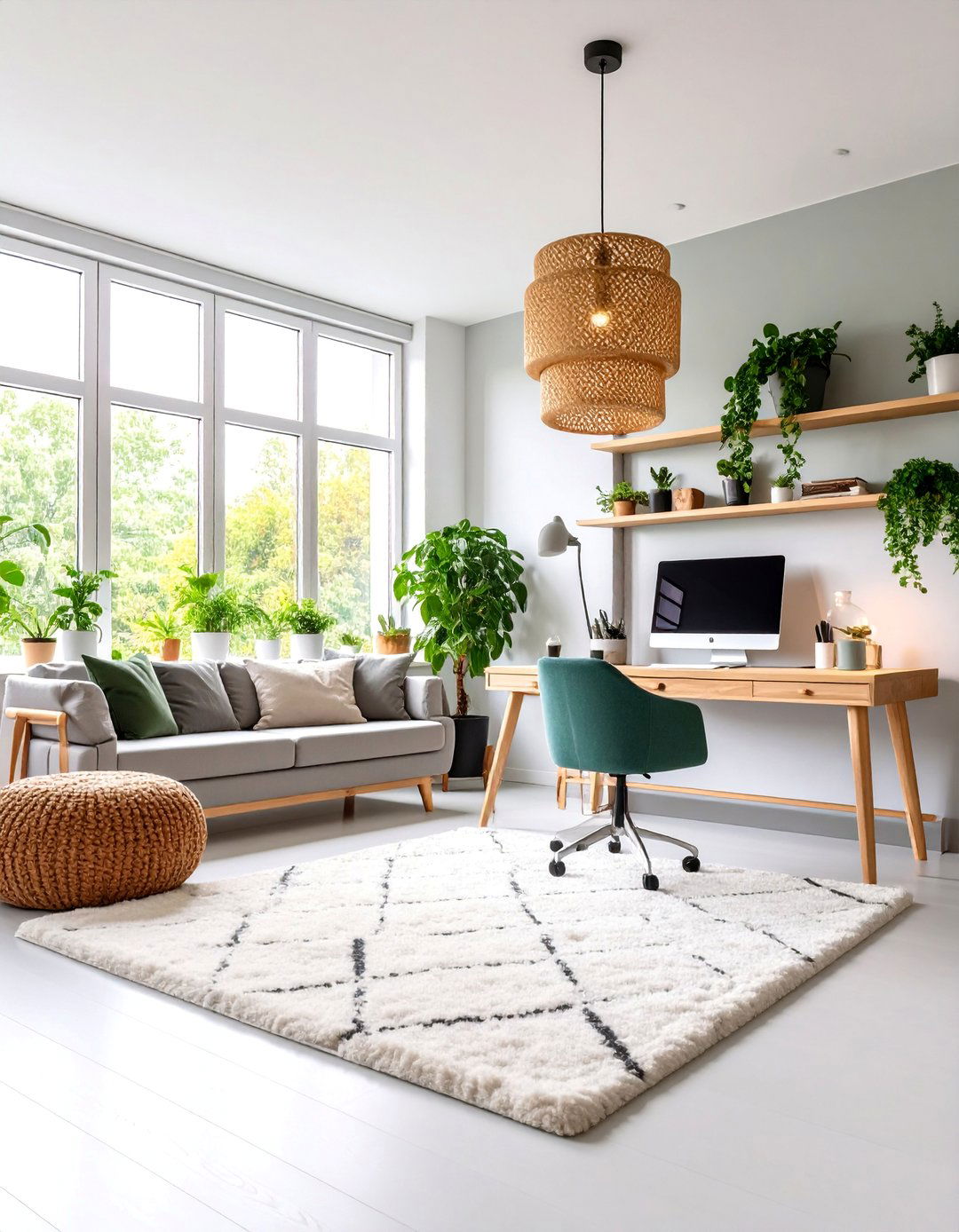 Scandinavian Green Hygge Office - 25 Green Home Office Ideas