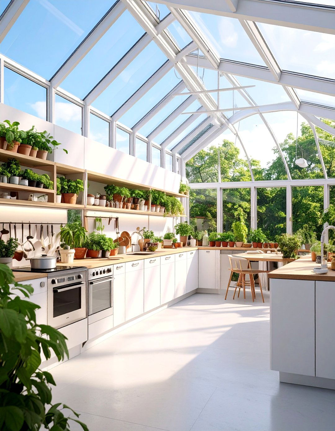 Scandinavian Greenhouse Kitchen with Light Wood Accents - 25 Greenhouse Kitchen Design Ideas