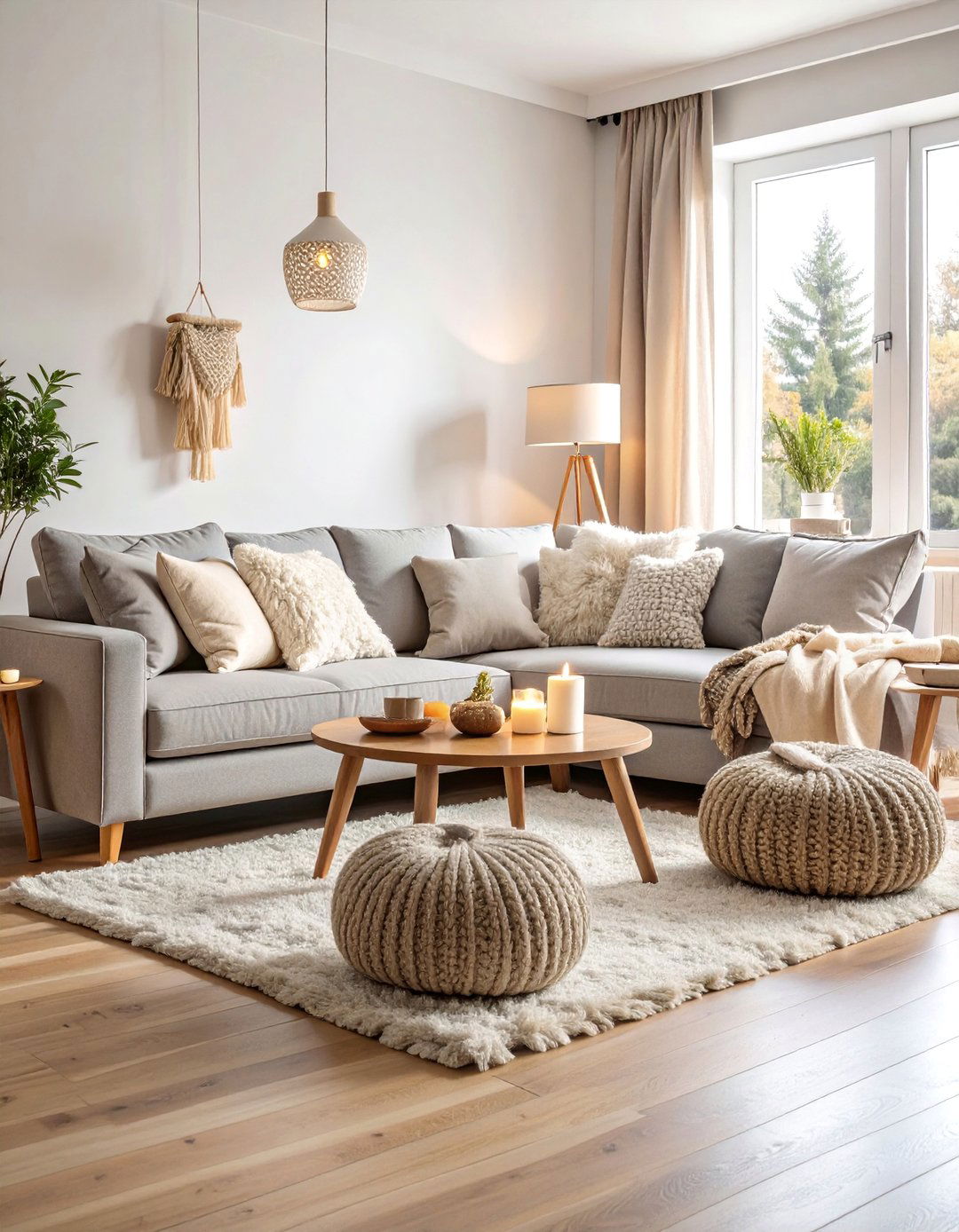 Scandinavian Grey Sectional with Hygge Elements - 25 Grey Sectional Living Room Ideas