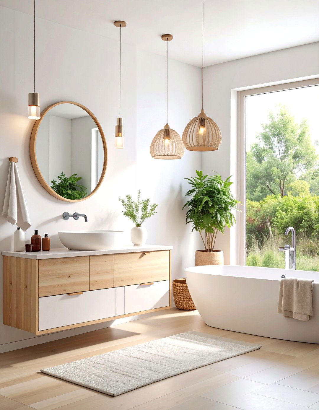 Scandinavian Half Bathroom with Light Wood Accents - 25 Half Bathroom Ideas