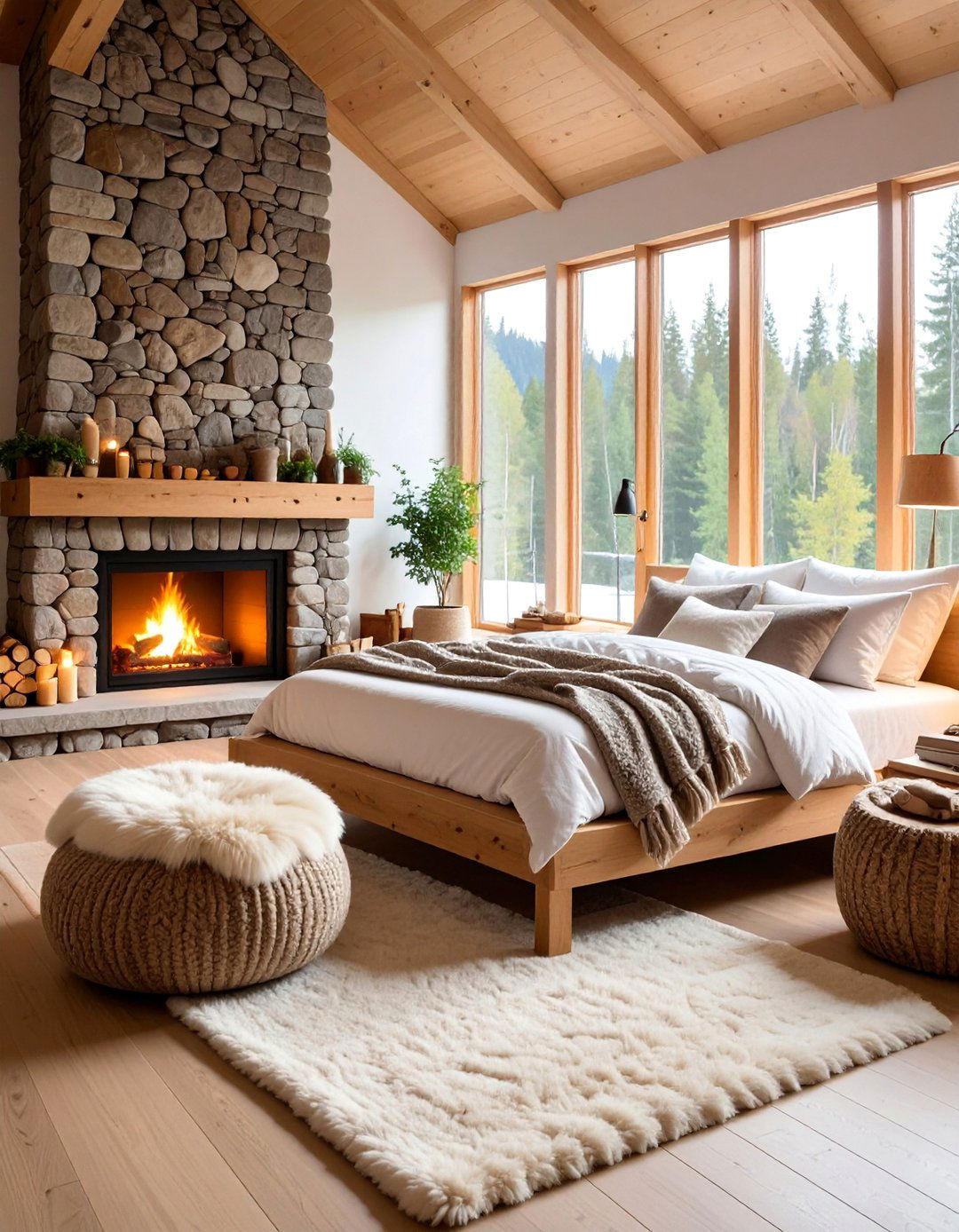 Scandinavian Hygge Bedroom with Cozy Fireplace Nook - 25 Dreamy Bedroom Design Ideas