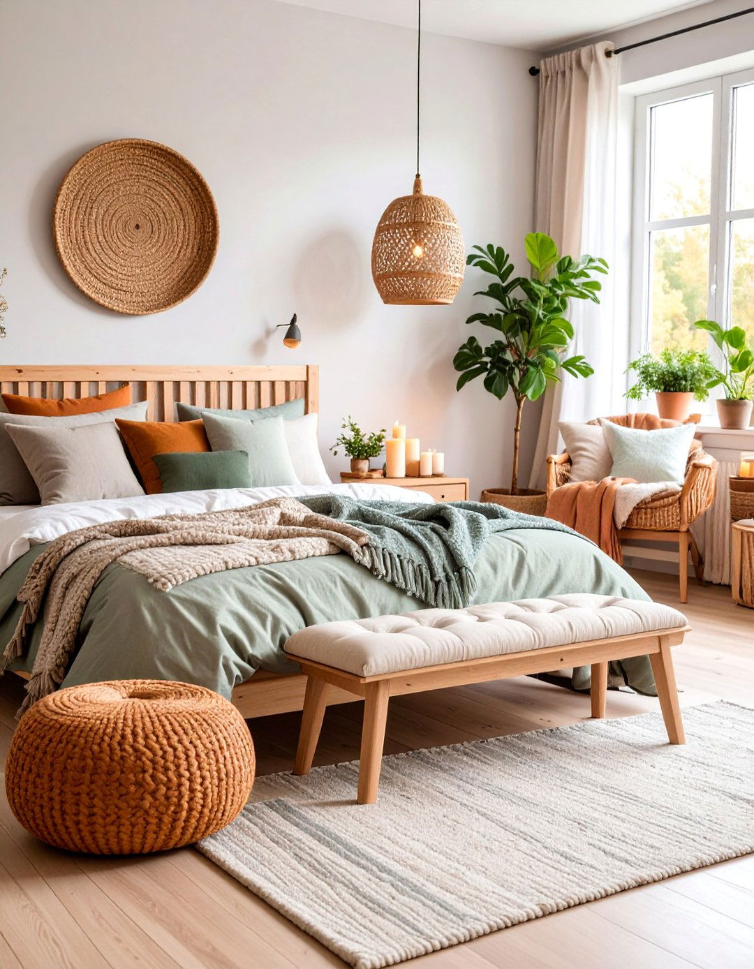 Scandinavian Hygge Bedroom with Cozy Textiles and Natural Light - 25 Large Bedroom Design Ideas
